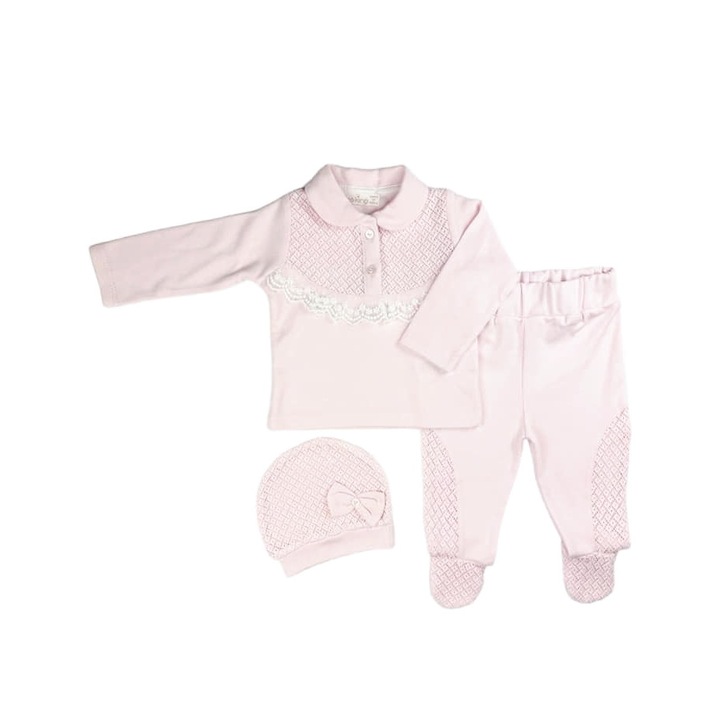 Seturi 3 piese bumbac tricotat, compleu, Premium, diverse culori si marimi, Roz