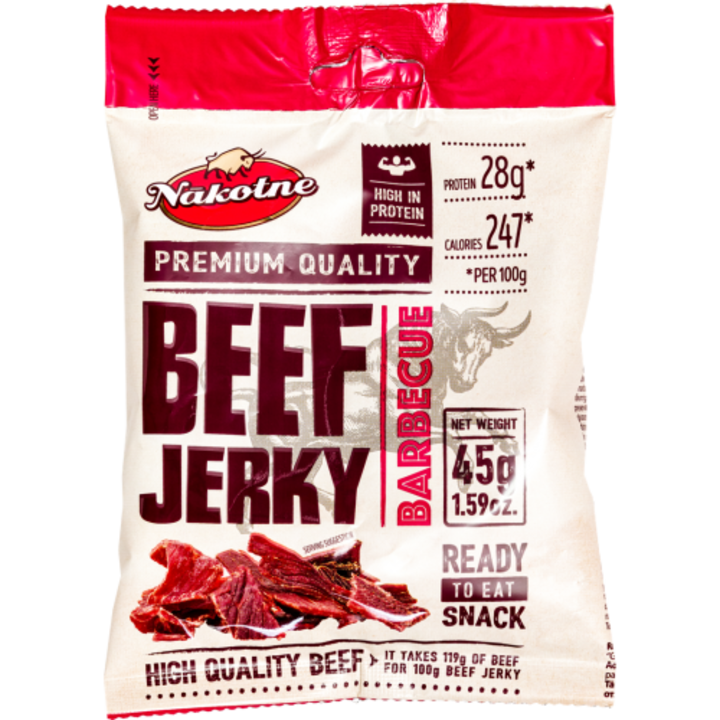 Gustare carne de vita afumata si uscata Beef Jerky Barbeque, 45 gr