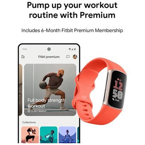 Фитнес гривна Fitbit Charge 6, GPS + GLONASS, Bluetooth, NFC, Оранжев eMAG.bg