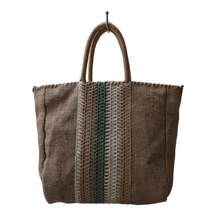Juta táska levehető és állítható fogantyúval és pánttal, WF544, zöld
