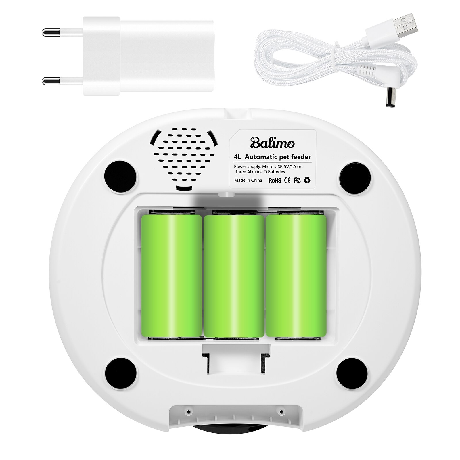 Balimo 4L диспенсър за храна, купа от неръждаема стомана, програмиран ...