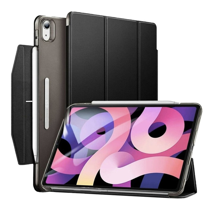 Borító kompatibilis az iPad Air 4 (2020) / Air 5 (2022), Ascend Trifold, ESR, mágneses zárással és tolltartóval, fekete