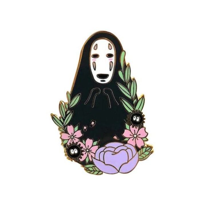 Insigna metal cu pin Calatoria lui Chihiro (Spirited Away) Kaonashi 3x2.2 cm