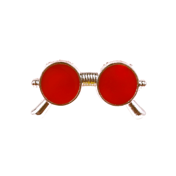 Insigna metal cu pin Ochelari vintage de culoare rosie 2.7x1.3 cm