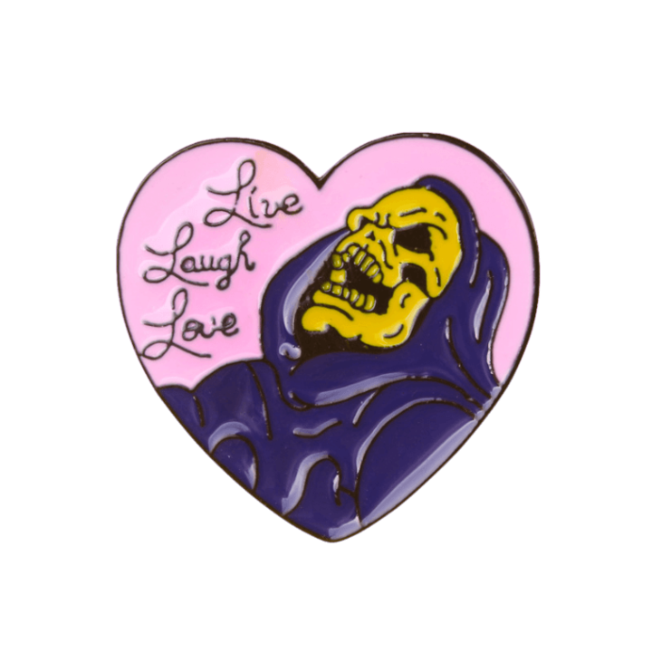 Insigna metal cu pin Live Laught Love Skeleton 3.4x3.7 cm