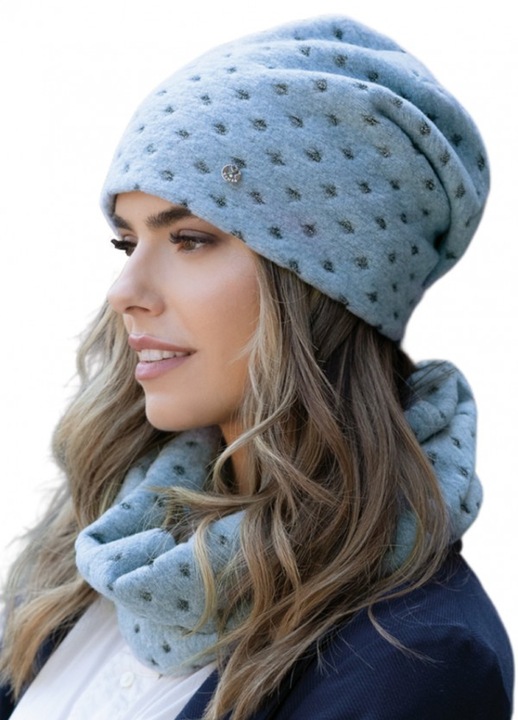 Set caciula si fular Miriam, marime Universala, culoare Bleu