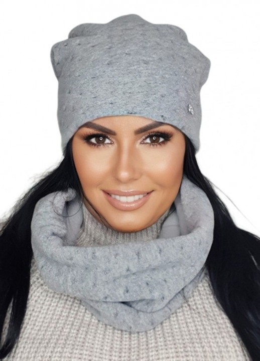 Set caciula si fular Miriam, marime Universala, culoare Gri