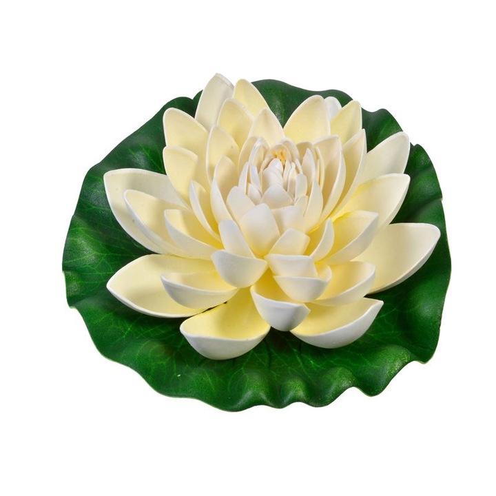 Mesterséges dekoratív tavirózsa, 21 cm, fehér, ATU-085330