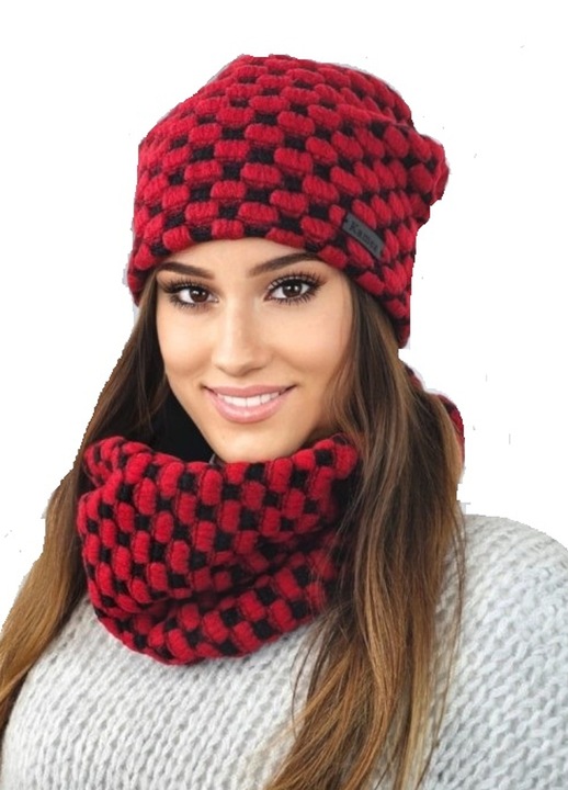 Set caciula si fular Boston, marime Universala, culoare Rosu