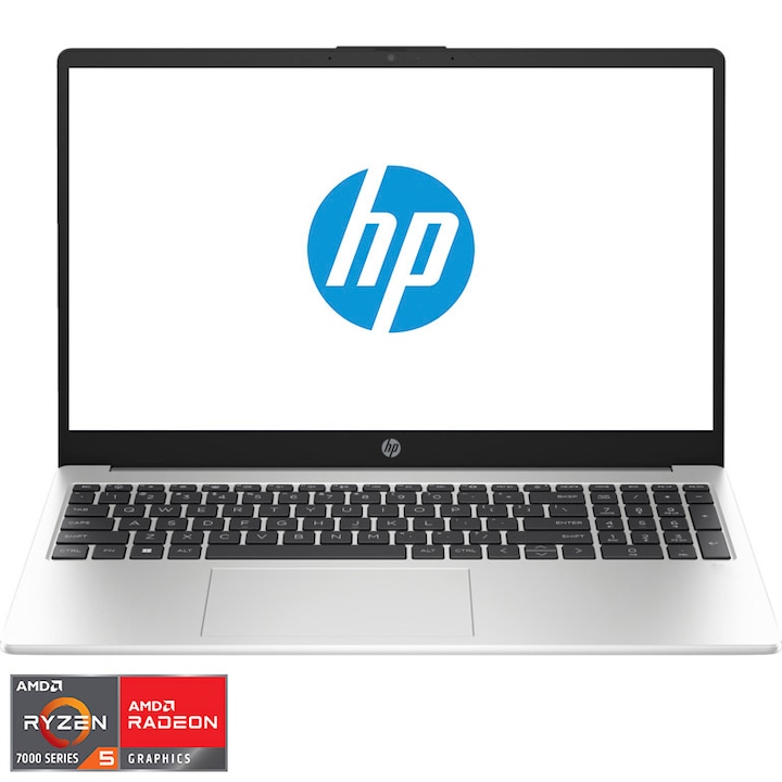 Laptop HP 255 G10, cu procesor AMD Ryzen™ 5 7530U pana la 4.5 GHz, 15.6", Full HD, IPS, 16GB DDR4, 512GB SSD, AMD Radeon™ Graphics, FreeDOS, Turbo silver