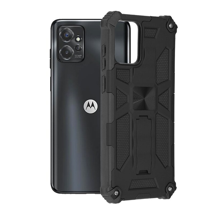 Защитен калъф, съвместим с Motorola Moto G Power 5G, серия Blazor, със стойка, TPU, черен