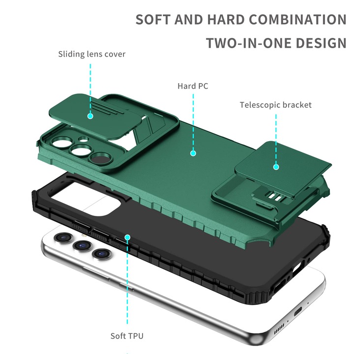 Husa protectie telefon, Termoplastic/Policarbonat, Pentru Samsung Galaxy A54 5G, Verde