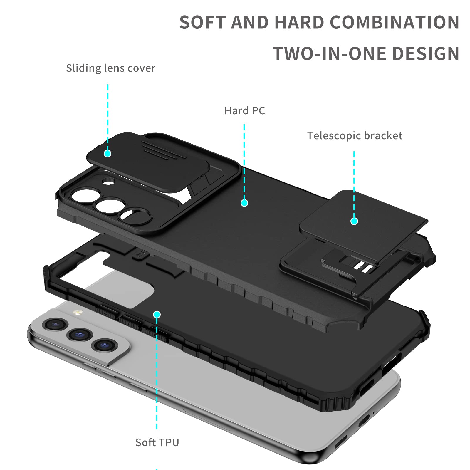 Husa protectie telefon, Termoplastic/Policarbonat, Pentru Samsung Galaxy S23 FE 5G, Negru mat