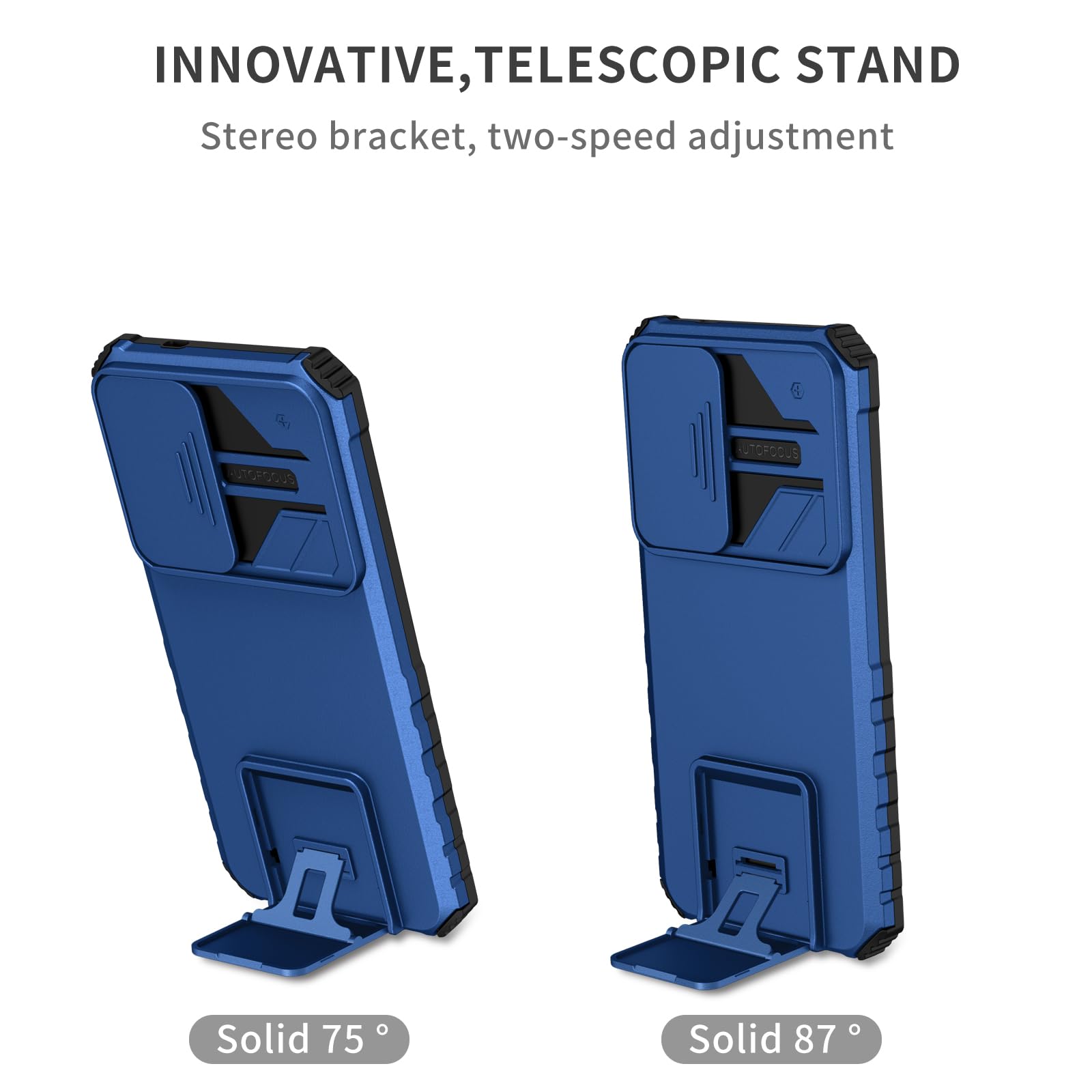 Husa telefon, pentru Samsung Galaxy A35 5G / Galaxy A55 5G Fereastra glisanta, suport inovator, Albastru mat