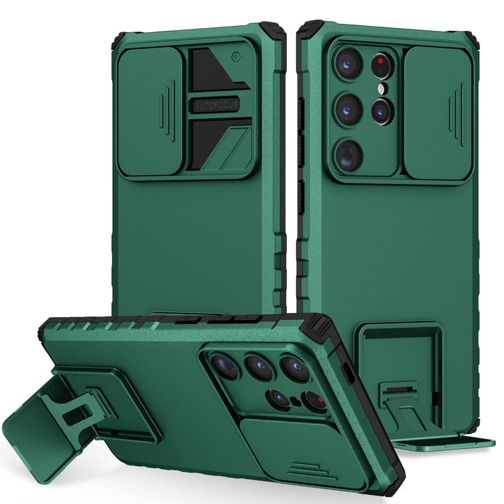 Защитен калъф за телефон, Термопласт/Поликарбонат, За Samsung Galaxy S24 Ultra, Зелен