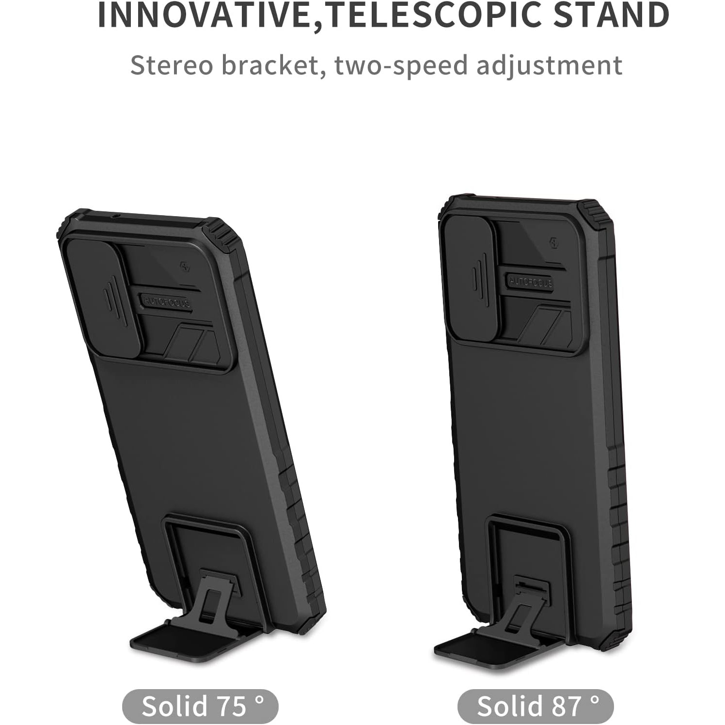 Husa telefon, pentru Samsung Galaxy A15 Fereastra glisanta, suport inovator, Negru mat