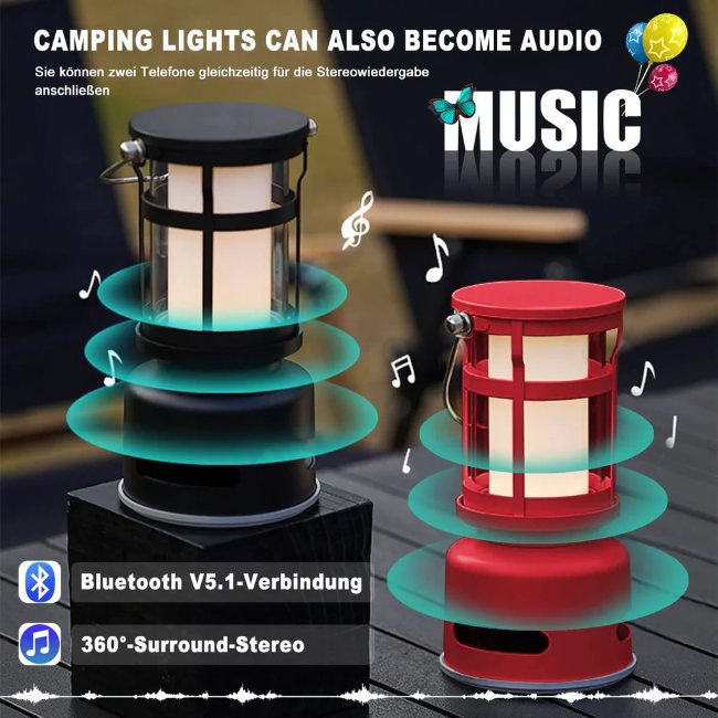 Lampa De Camping Cu Led Reincarcabila Cu Usb De Mah Difuzor Bluetooth Moduri De