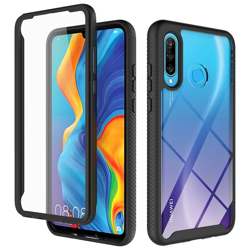 Husa de protectie 360, compatibila cu Huawei P30 Lite/P30 Lite New Edition, plastic si TPU, Negru
