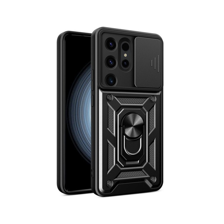 Husa Spate Tech Protect Camshield Compatibila Cu Samsung Galaxy S24 Ultra, Negru