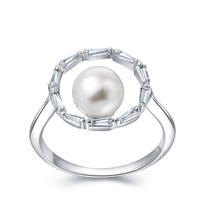Inel Argint 925 Perle Cultura, CZ SHINSAKI, PS170193R-1-52, Marime 52