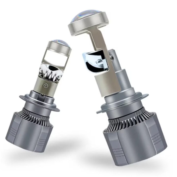 Комплект 2 LED крушки H7 с лупа, BZRSH, 220W, 12V, 30000 Lm, 89 x 33 mm, без грешка