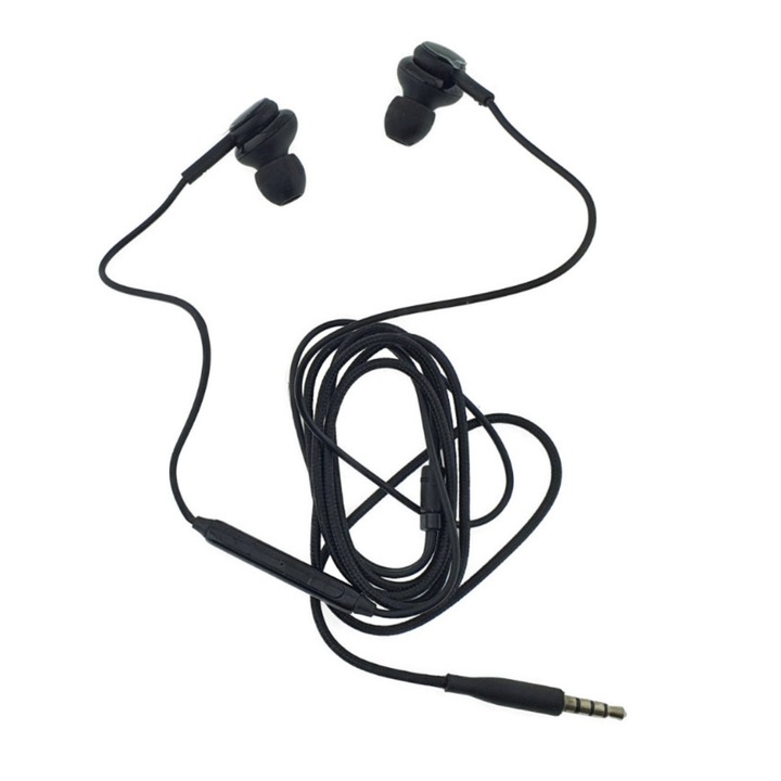 Кабелни аудио слушалки за Samsung, In Ear, 3,5 мм жак конектор, бутон за управление на силата на звука и разговорите, дължина на кабела 1,2 м, черни