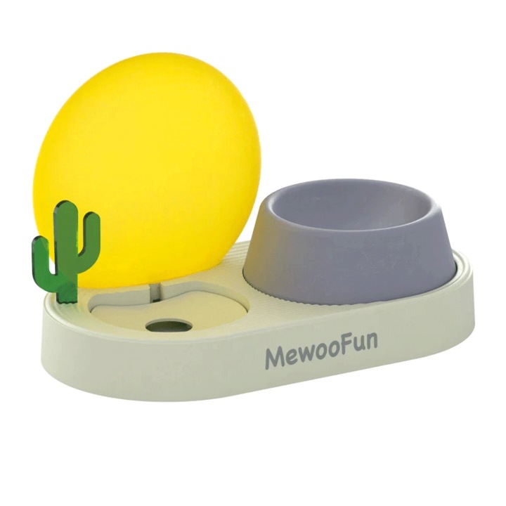 Комплект MewooFun 3 в 1 Sunrise за домашни любимци, с подвижна купа и диспенсър за вода, против пръски, лилав, 35x19x22 см