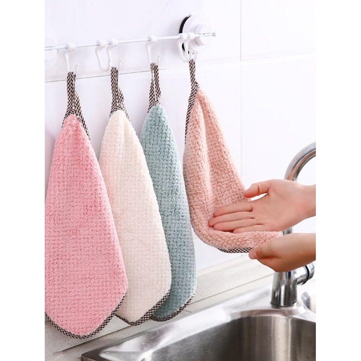 Set 5 bucati prosoape absorbante, laveta microfibra, 25x25cm, Multicolor