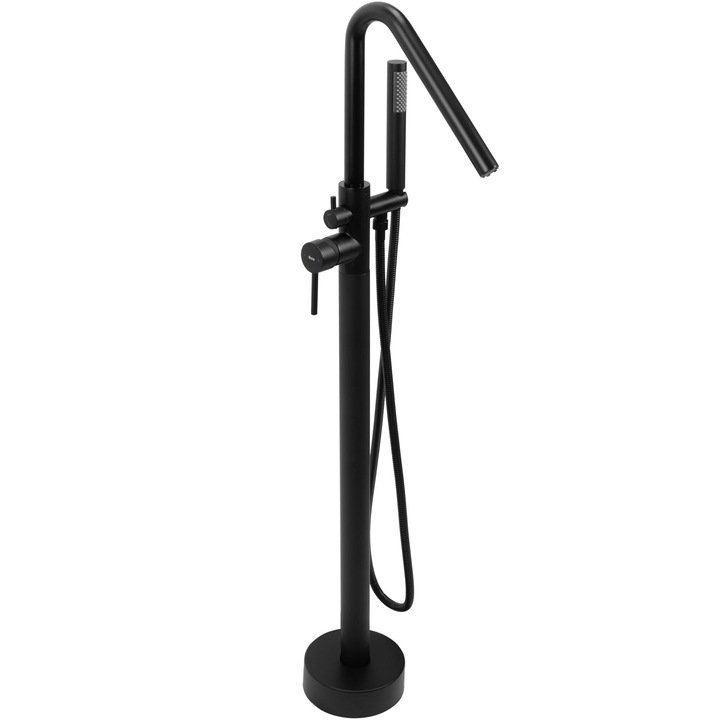 Смесител за вана Rea Aras, Matte Black, Свободностоящ, Височина 110 см, Душ включен