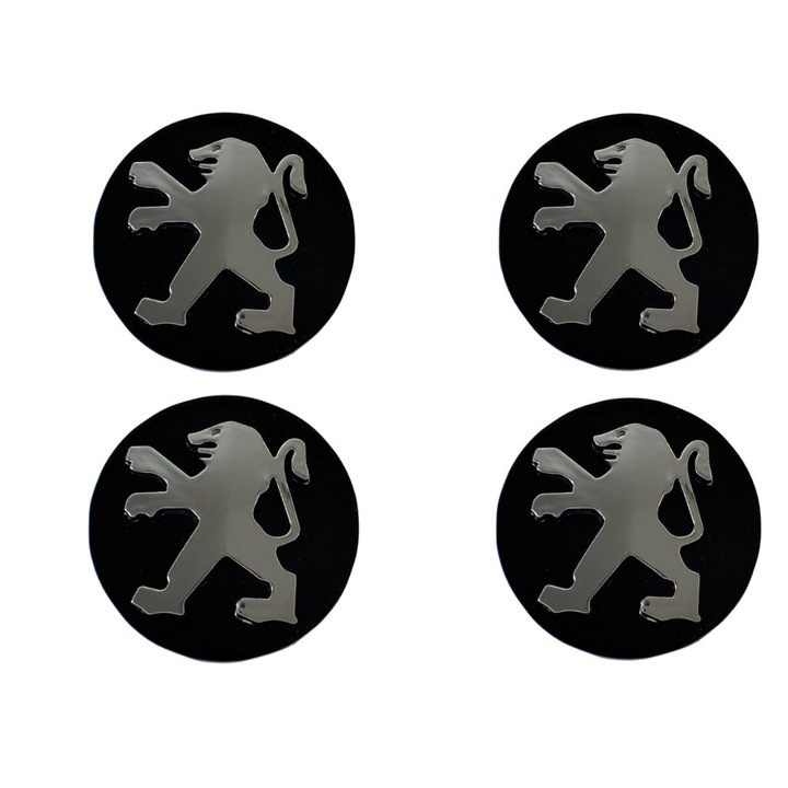 4 db PEUGEOT kerékburkolat készlet, fekete, 60mm