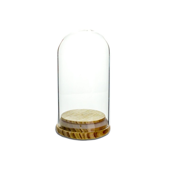 Abajur din sticla cu baza din lemn 6,5*12cm 8479