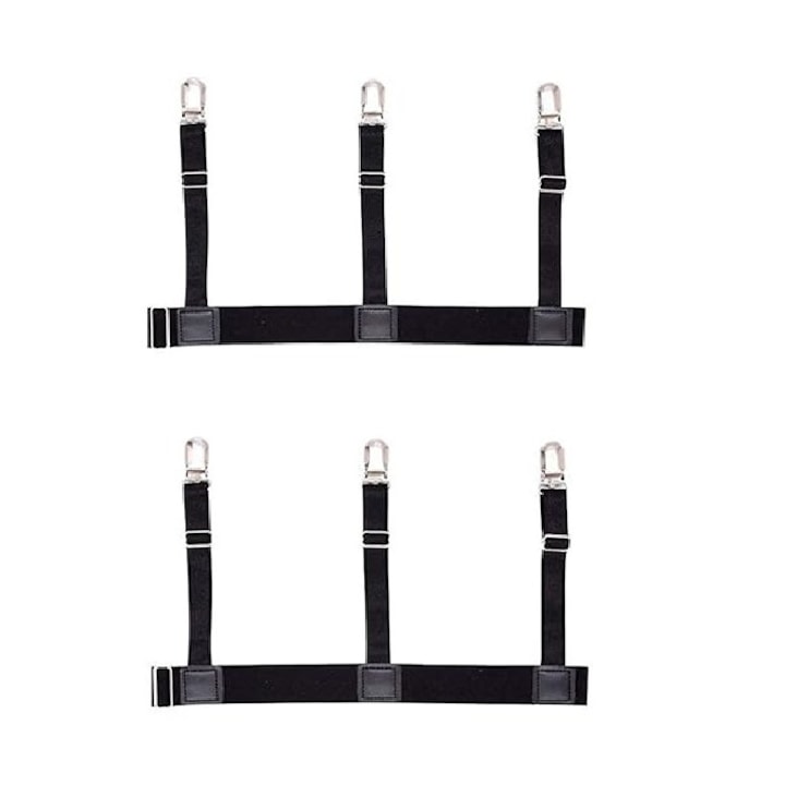 Тиранти, JENOUS, за разтягане на ризата, против плъзгане и против бръчки, скрити, щипки, унисекс, черен