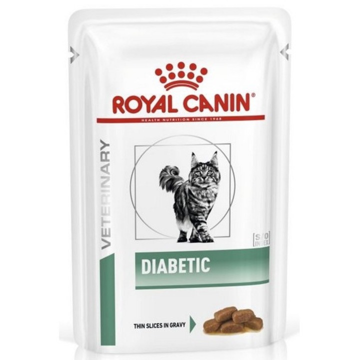 Hrana dietetica pentru pisici Royal Canin Veterinary Diet Feline Diabetic, controlul glicemiei, 85g