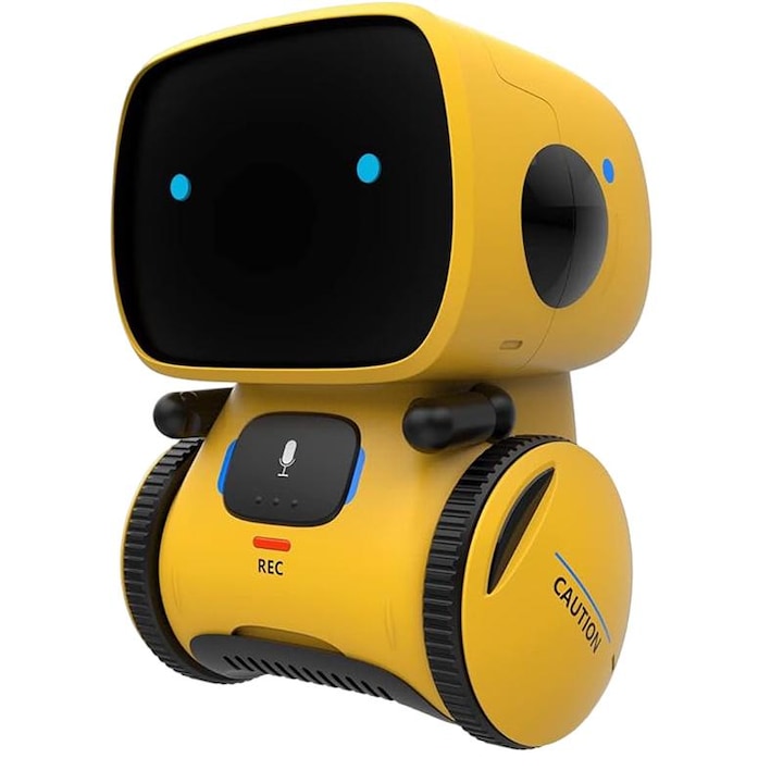 Intelligens interaktív robot, hangvezérlés, érintőgombok, 3 év+, sárga