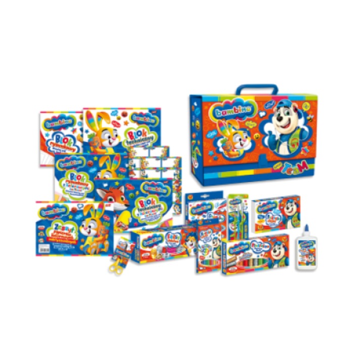 Set de arta pentru copii ST-Majewski Bambino XL, 14 articole, 20 autocolante, 33x24,8x9cm