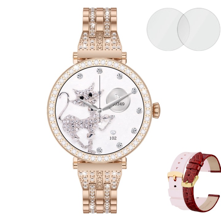 Smartwatch 1.19" AMOLED Full Touch 390*390 HD Always ON Display ESL by Essential Level®, Bluetooth Call, Sms/Social Media, Мониторинг на 100 физически дейности, Сърдечен ритъм/Сън/SpO2, IP68, Батерия 200 mAh, 3 ремъка, 2 защити фолиа