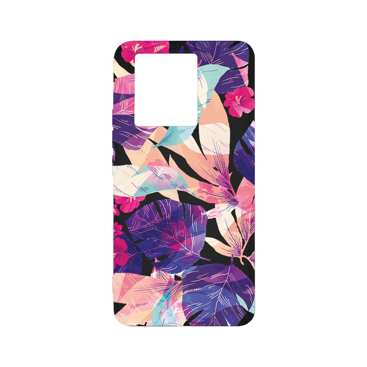 BestCase® Premium Liquid Silicone Case, Съвместим с Xiaomi 13T / 13T Pro, Тропически цветя, SLIM 1.2MM, Микрофибър отвътре, Удароустойчив, Защита на камерата, Повдигнати ръбове за защита на екрана, PB 71