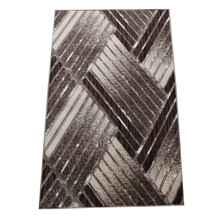 Csúszásgátló szőnyeg Sötét kávé, barna, bézs, poliészter, 60 x 120 cm