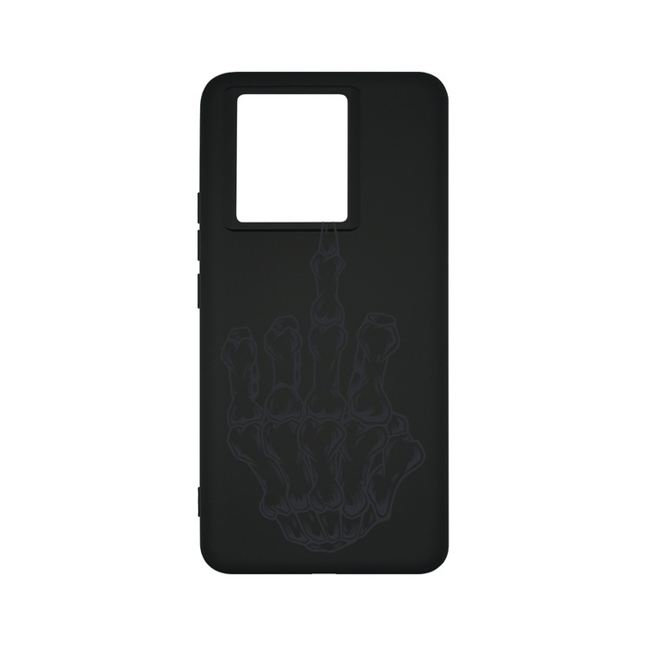 BestCase® Premium Liquid Silicone Case, съвместим с Xiaomi 13T / 13T Pro, Skeleton Hand FU, SLIM 1.2MM, микрофибър отвътре, Anti-shock, защита на камерата, повдигнати ръбове за защита на екрана, PB 965