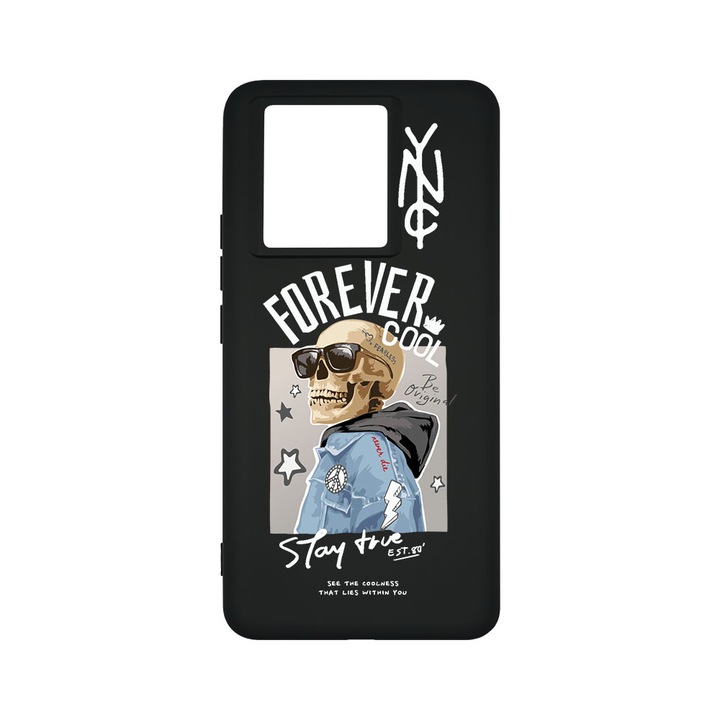 BestCase® Premium Liquid Silicone Case, съвместим с Xiaomi 13T / 13T Pro, Forever Cool Skeleton, SLIM 1.2MM, микрофибър отвътре, Anti-shock, защита на камерата, повдигнати ръбове за защита на екрана, PB 935
