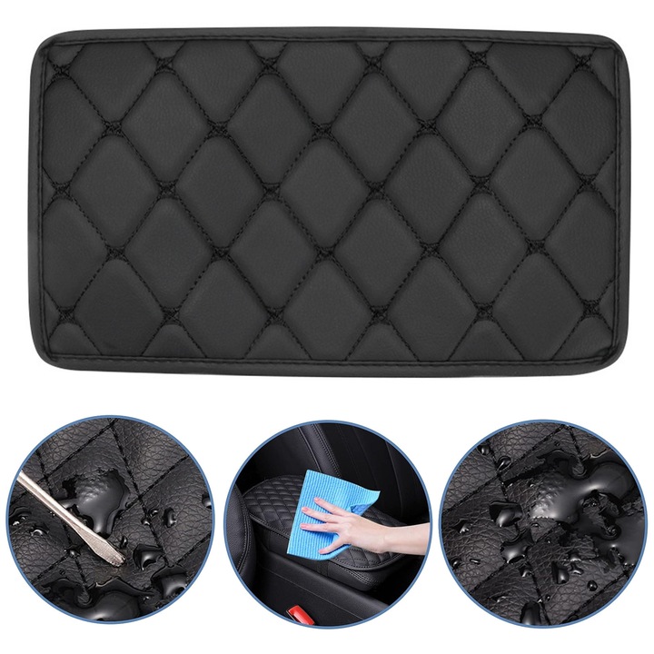Husa cotiera auto universala, NUODWELL, Rezistent la apa si la zgarieturi, Usor de curatat si de instalat, Design la moda si functional, Piele PU, 29 x 17 cm, Negru