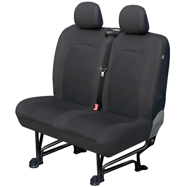 Husa pentru bancheta auto Carpassion, din stofa jacquard, pentru dube cu banchete duble, negru