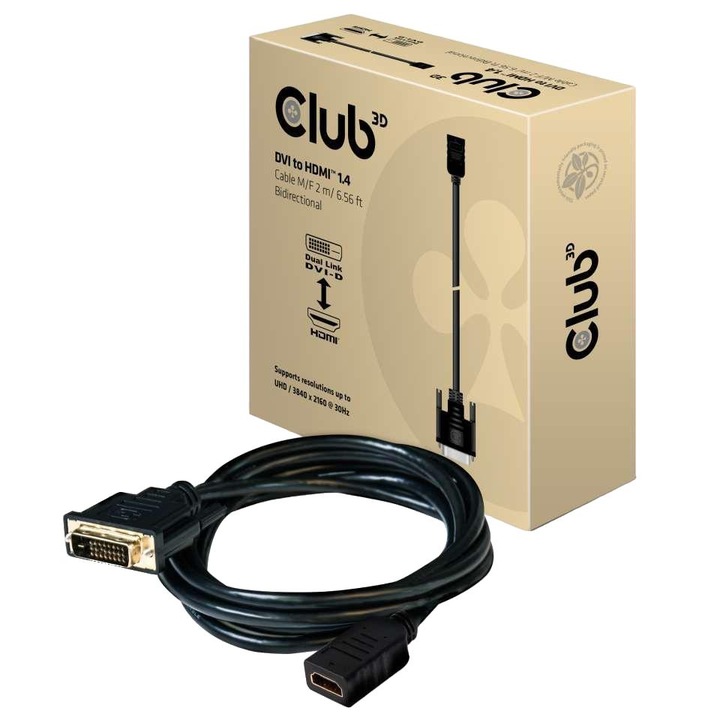 CLUB3D 4471040 CLUB3D DVI - HDMI 1.4 2m kétirányú kábel