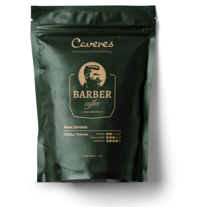 Cafea boabe Caveres BARBER 1kg, 60% Arabica/40% Robusta