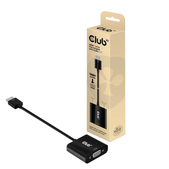 Adaptor, Club3D, HDMI 1.4/VGA, Audio M/F, Negru