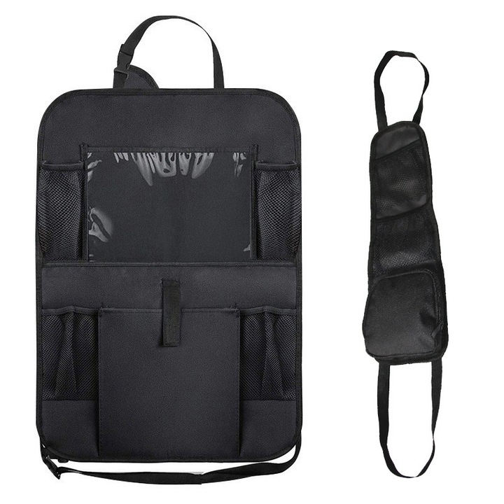 Organizator auto pentru scaun， JESWO®, Compatibil cu Orice Masina, Suport Tableta + Telefon, Suport de Tableta si Sticle Inclus, 60 x 42cm, Negru