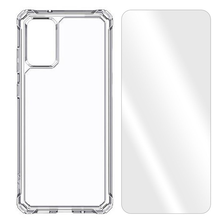 Комплект противоударен панел и фолио от закалено стъкло 2.5D, за Samsung Galaxy Note 10 Plus 4G / Note 10 Plus 5G, пълно покритие, силиконов TPU гъвкав, прозрачен