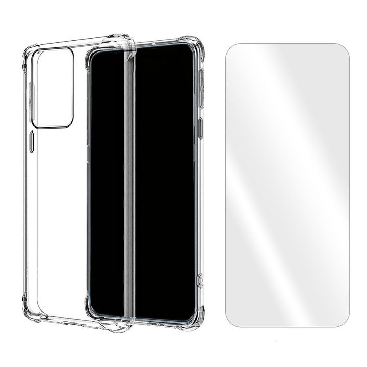 Комплект фолио и калъф l 2.5D Secure Glass Case-Friendly съвместим с OnePlus 12R, Пълно покритие, Anti-Drop, Slim Fit Case, Силиконов TPU Гъвкав, Прозрачен