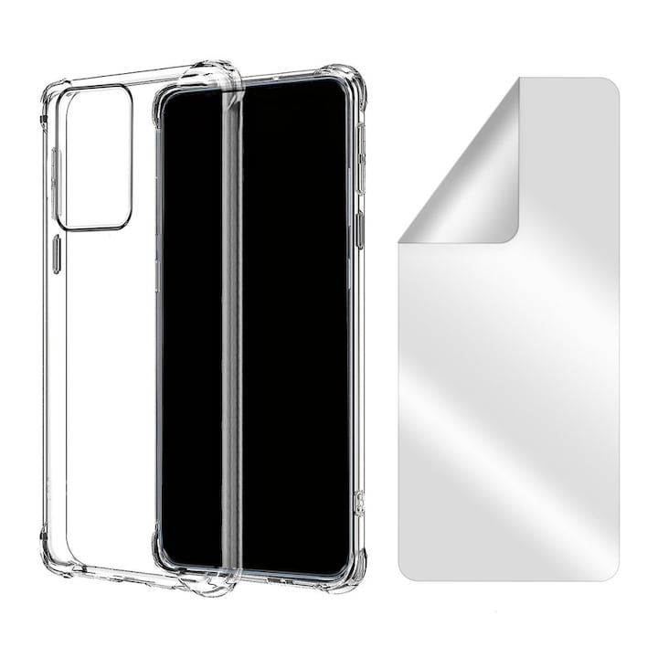 360 Protection Set Clear Anti-shock Case и Clear Regenerable Hydrogel Foil, съвместими със Samsung Galaxy Note 10 Plus 4G / Note 10 Plus 5G, Пълно покритие, Anti-Drop, Slim Fit Case, Гъвкав TPU силикон, Прозрачен