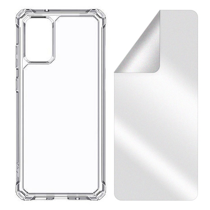 Set Protectie 360 Husa Clear Anti-shock si Folie Hydrogel Regenerabil Matte compatibila cu Apple iPhone 14, Acoperire Completa, Anti Amprente, Slim Fit Case, Silicon TPU Flexibil, Anti-Drop